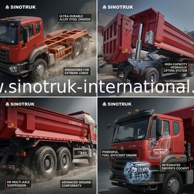 Sinotruk Hohan New Howo Tipper Dump Truck N7 8 × 4 12 ล้อ 380Hp Lhd หรือ Rhd พร้อมถังชนิด U