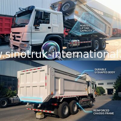 Sinotruk โฮโว ทิมเปอร์ ดัมป์ทรัค 400Hp 6 × 4 U Shape Tray กับอัตโนมัติ