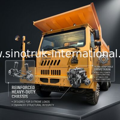 Sinotruk Howo รถขนของขุดเหมือง 90 ตัน รถบรรทุกเหล็กความแข็งแรงสูง 6 × 4