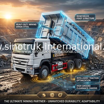 ZZ3257V3847B1 แรงม้าสูง HOWO รถกระบะ 6×4 10ล้อ 400HP การบริโภคเชื้อเพลิงต่ํา