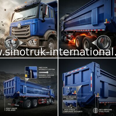 RHD 8×4 10ล้อ 380HP สีฟ้า HOWO รถกระบะ