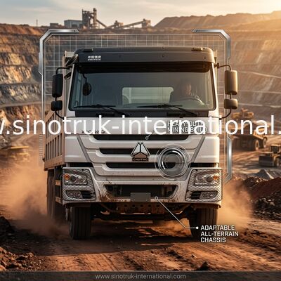 SINOTRUK HOWO รถดั๊มพ์ 6 × 4 400HP 20CBM สีขาว LHD 10Wheels