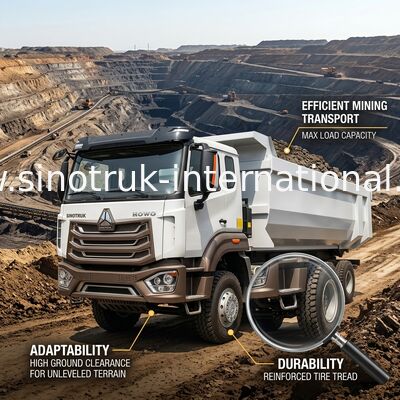 HOWO N7 Cab LHD 12wheels 8X4 400HP รถดัมพ์สำหรับการขุด U Type