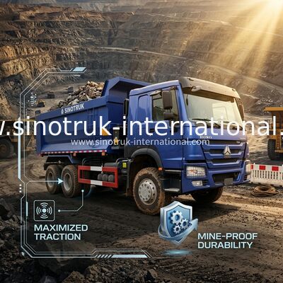 Full DriveLow Fuel Consumption 380HP สีน้ําเงิน HOWO รถบรรทุก RHD 6×6 10ล้อ