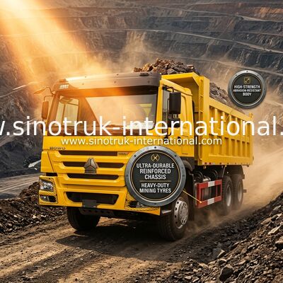 Sinotruk Howo รถดั๊มพ์ 10 ล้อ 400 แรงม้า 6 × 4 ยกกลางสีเหลือง