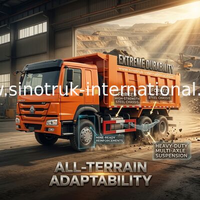 ซินอทรูค โฮโว ทิมเปอร์ ดัมป์ทรัค เวชัย 380Hp 6 × 4 5200 - 5800 มม. สําหรับการส่งออก