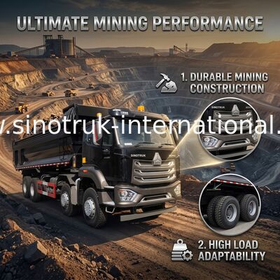 SINOTRUK HOHAN 8×4 Black รถดั๊มพ์สำหรับงานก่อสร้าง