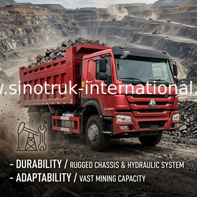 สีแดง HOWO SINOTRUK รถดั๊มพ์ 10 - 25 ลูกบาศก์เมตร โหลด 25 - 40t ZZ3257N3847A