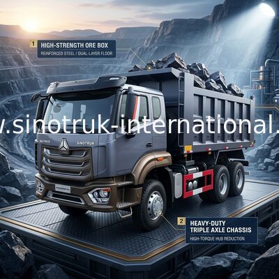 Sinotruk New Howo Tipper Dump Truck 6 × 4 10 ล้อ 380 HP สําหรับการส่งออก