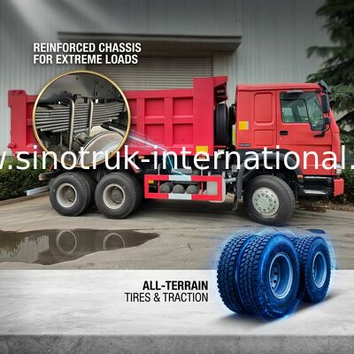 10 ล้อ LHD HOWO 6x4 รถดั้มแรงม้าสูง 400HP สิ้นเปลืองเชื้อเพลิงน้อย