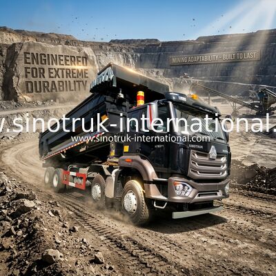 Sinotruk HOWO รถดั๊มพ์ 8X4 371hp 12 ล้อสีดำ N7 ZZ3317V386JB1R