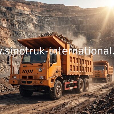 6X4 LHD Mining Tipper Dump Truck 371HP 70 Tons SINOTRUK HOWO สำหรับอุตสาหกรรมเหมืองแร่
