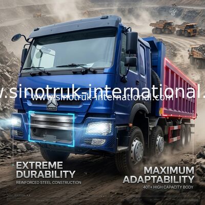 SINOTRUK BLUE HOWO 400HP 8 × 4 TIPPER รถบรรทุกขยะ LHD