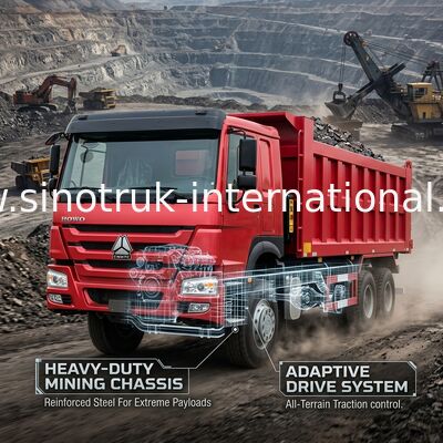 Sinotruk Howo รถดั๊มพ์ 12 ล้อ 400 แรงม้า 8 × 4 การขุด
