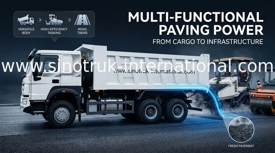 SINOTRUK Howo Tipper Dump Truck LHD 6X4 371HP สีขาว