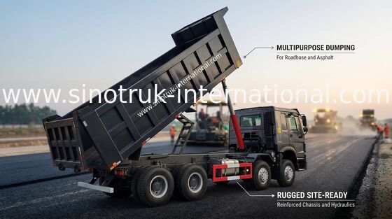 12 Wheels Sinotruk HOWO 8X4 Dump Truck 400hp สำหรับการขุด