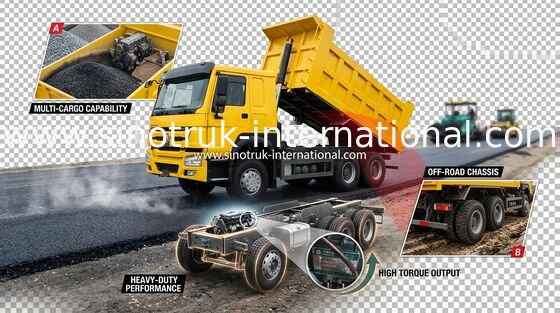 371HP LHD SINOTRUK HOWO 6x4 Dump Truck สำหรับการขุดโดยใช้