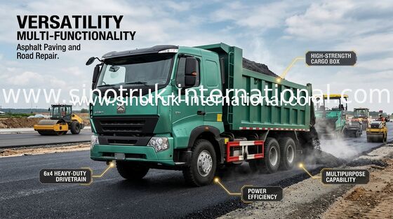 Sinotruk HOWO A7 รถดัมพ์ / งานก่อสร้าง RHD 6X4 รถดัมพ์ขนาดใหญ่