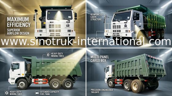 Heavy Duty Tipper รถบรรทุก Dump LHD มีความแข็งแรงสูงเดียว Cab โครงกระดูก