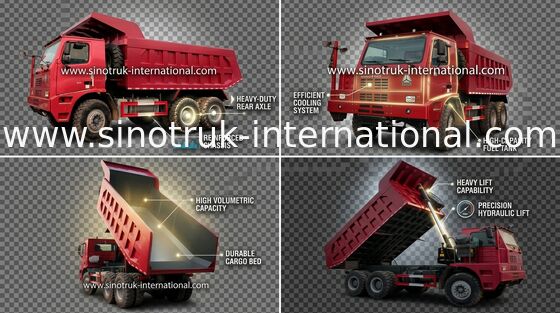 รถดัมพ์ SINOTRUK HOWO 70 การทำเหมืองแร่ LHD 6X4 371HP 70tons ZZ5707S3840AJ