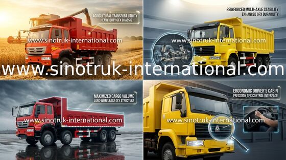 SINOTRUK รถบรรทุกดัมพ์ Golden Prince 6X4 336HP LHD 25-30tons ZZ3251N3641W