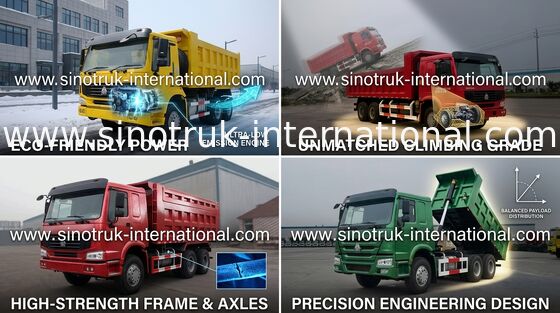 SINOTRUK HOWO รถดั้มพ์ดิน 10 ล้อ LHD 371HP 25tons 10-25CBM ZZ3257N3847A