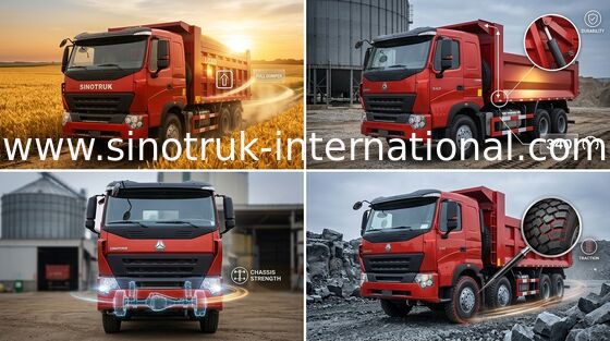รถดัมพ์ SINOTRUK HOWO A7 371HP เครื่องยนต์สำหรับการทำเหมือง ZZ3257N3847N1