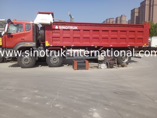 Sinotruk NX Tipper Dump Truck พร้อมเครื่องยนต์ 371HP ความจุ 40-50T และ 8 × 4 Drive สําหรับการขนส่งภาระหนัก สีแดง