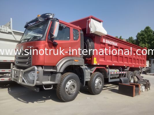 Sinotruk NX Tipper Dump Truck พร้อมเครื่องยนต์ 371HP ความจุ 40-50T และ 8 × 4 Drive สําหรับการขนส่งภาระหนัก สีแดง
