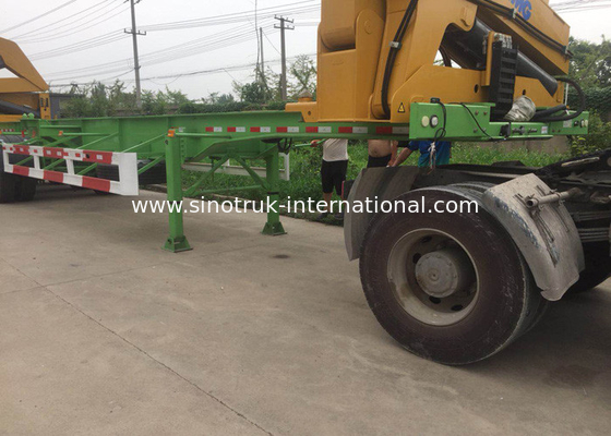 Side Lifter 3 Axles รถบรรทุกติดเครน 20ft 40ft FUWA ยี่ห้อ Tri Axle