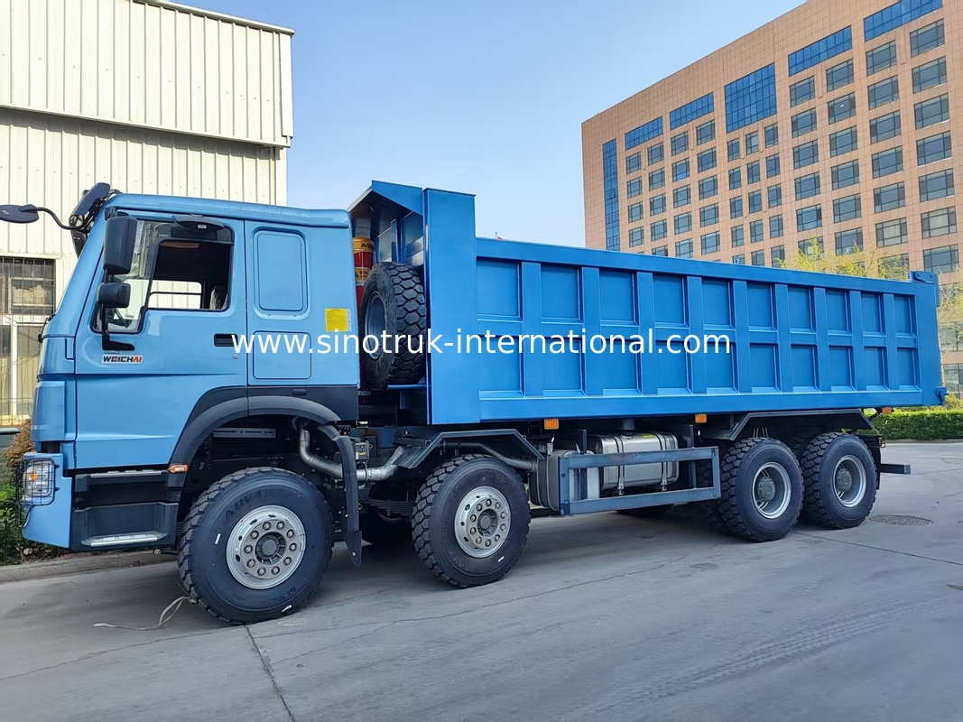 รถขนของสีฟ้า 8×4 380HP 26.91CBM ที่พลังงานพบความละเอียดในทุกภาระ