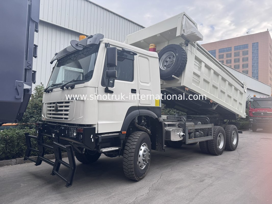 SINOTRUK 371HP   6 × 6  RHD HOWO Dump Truck  White 19-20CBM  Front Lifting Fully driven, with tarpaulin, Popular Model in Guyana