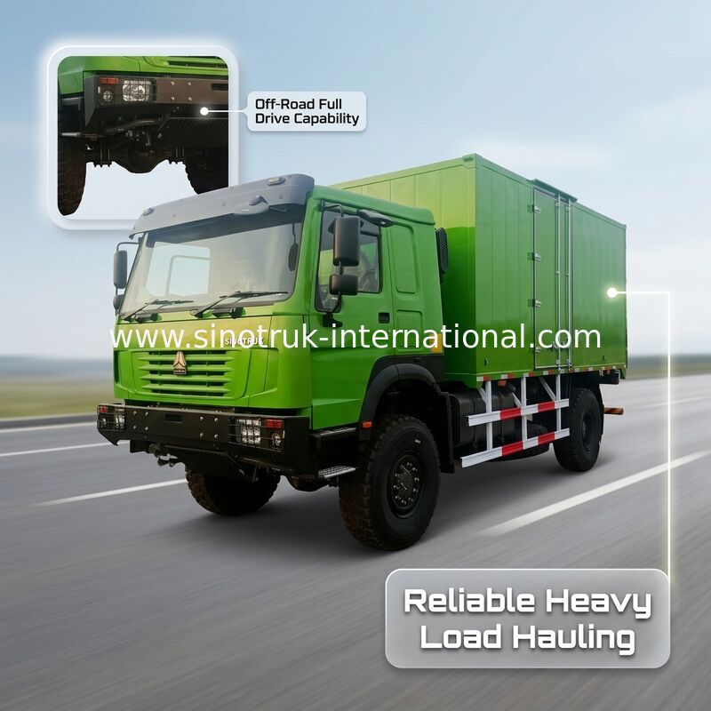 รถบรรทุกสินค้า 4X4 LHD พร้อมถังสินค้า 5000*2300*2300 มิลลิเมตร และแกนหลัง 16 ตัน สําหรับขนส่งภาระหนัก