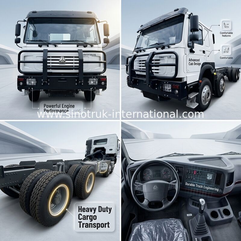 รถบรรทุกสินค้า Sinotruk HOWO 8X4 400 แรงม้า 12 ล้อ หัวเก๋งหน้าผี
