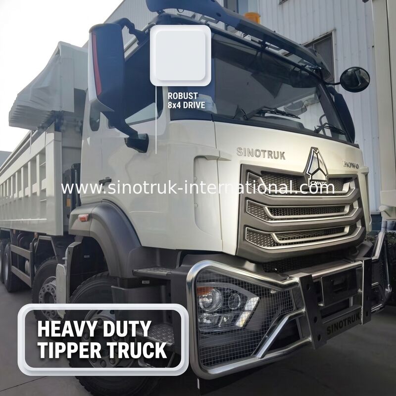 Sinotruk NX รถขนของดัมเปอร์ พร้อมเครื่องยนต์ 371 HP ความจุ 50-60T และ 8 × 4 ดริฟสําหรับการขนส่งภาระหนัก