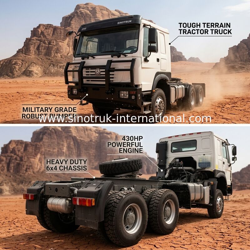 SINOTRUK 430 แรงม้า 6 × 4 เทรคเตอร์ที่มีแบมเปอร์ทหาร