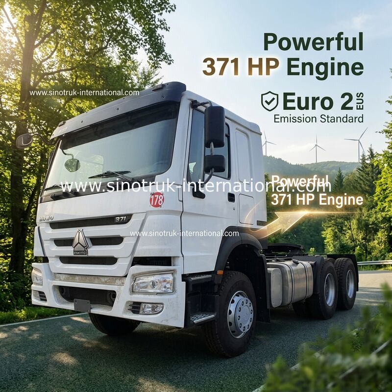 HOWO A7 รถบรรทุกแทรกเตอร์มือสอง LHD 6X4 ยูโร 2 371 HP