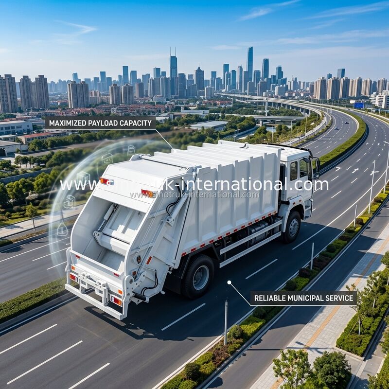 รถบรรทุกขยะมืออาชีพ 4 × 2 10-12 CBM ถังขยะมูลฝอย