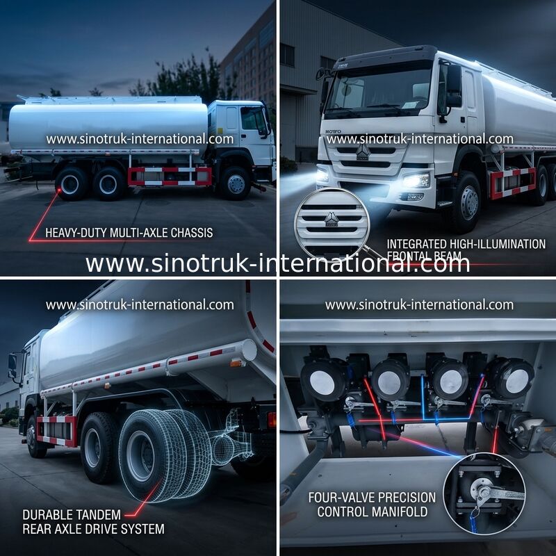 HOWO 6 × 4 10 Wheels Oil Tank Truck 400HP 20CBM สำหรับการขนส่ง