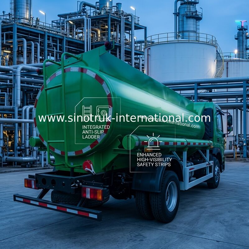 รถบรรทุกถังน้ำมันความจุ Sinotruk HOWO 8 CBM พร้อมระบบขับเคลื่อน 4x2 และมาตรฐานการปล่อยก๊าซ Euro III