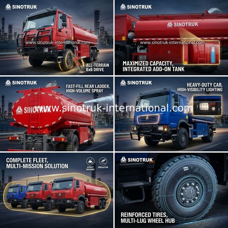 SINOTRUK HOWO 290 HP รถบรรทุกถังน้ำมันพร้อมความจุ 10 CBM และแชสซีสำหรับงานหนัก
