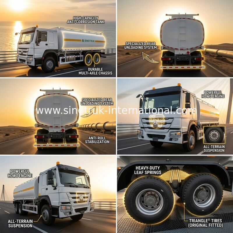 HOWO 6 * 4 340HP เครื่องยนต์ Weichai รถบรรทุกน้ํามัน 25CBM