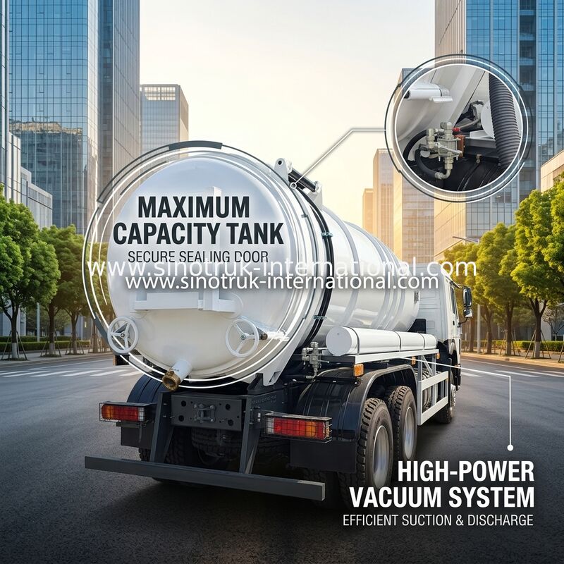 รถบรรทุกทำความสะอาดสิ่งปฏิกูล HOWO 6*4 16CBM 380HP ประสิทธิภาพสูง ตอบโจทย์โซลูชันการทำความสะอาดอเนกประสงค์