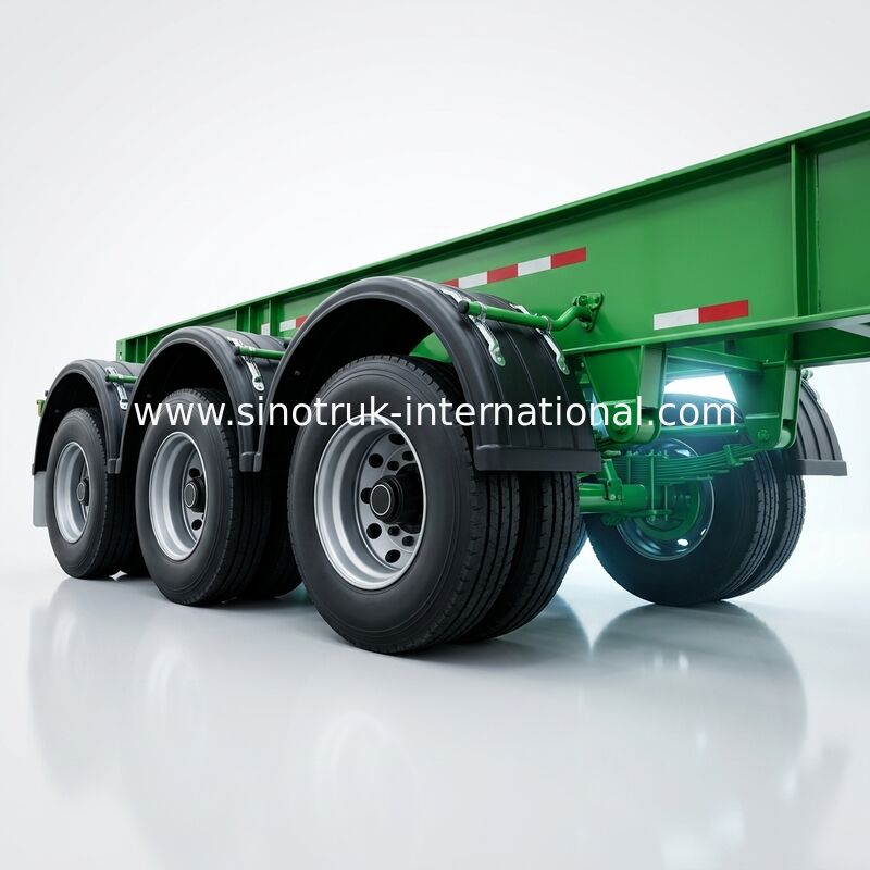 Side Lifter 3 Axles รถบรรทุกติดเครน 20ft 40ft FUWA ยี่ห้อ Tri Axle