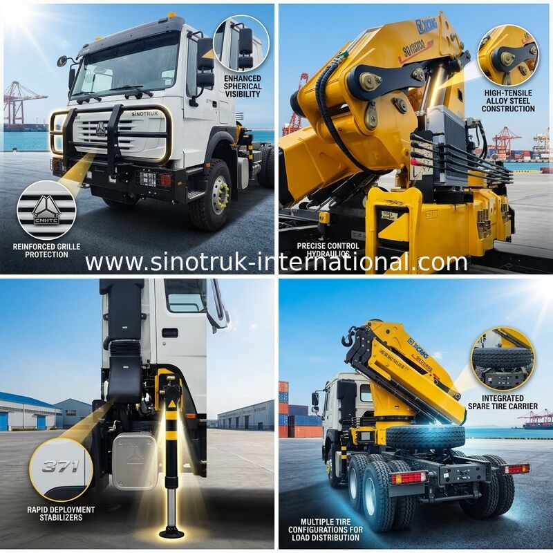 ม้าทํางานทั้งหมดในตัวเดียวของคุณ: HOWO 371HP 6x4 กับ XCMG 12T Crane