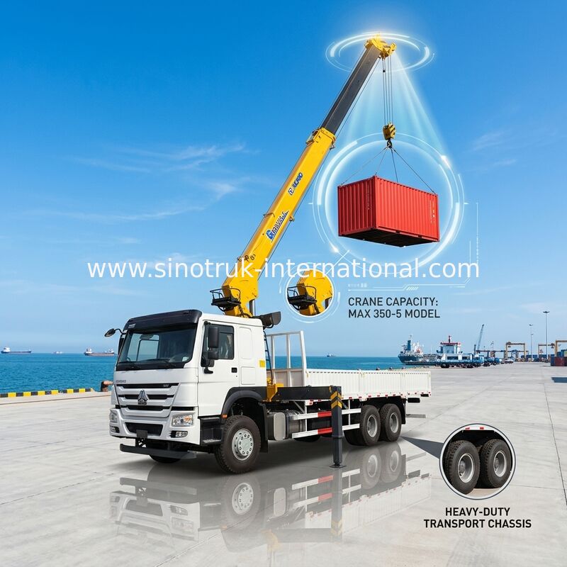 HOWO รถบรรทุกติดเครน อุปกรณ์ 12 ตัน XCMG สําหรับการยก 6X4 LHD 400HP