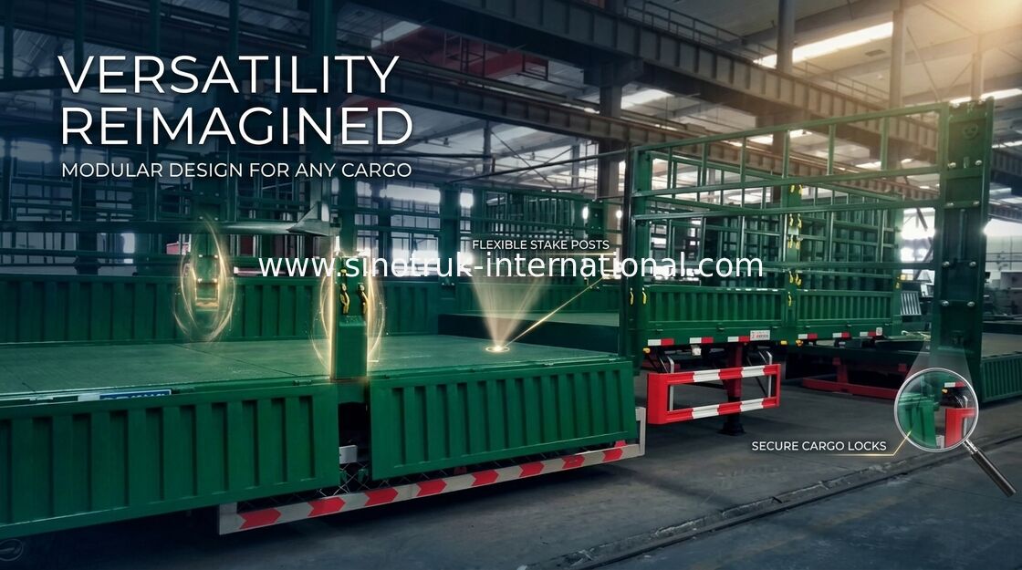 รถพ่วงกึ่งพ่วงบรรทุกเหล็กกล้าคาร์บอนขนาด 30-60 ตัน Semi Semi Trailer