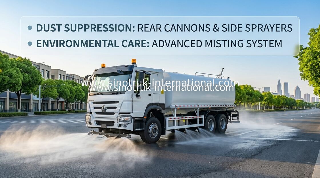 Sinotruk HOWO ขาว RHD 6x4 รถบรรทุกถังน้ํา ZZ1257V4347B1 ด้วยฟังก์ชันระบายความดันสูง
