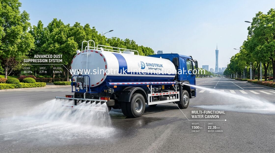 SINOTRUK HOWO รถบรรทุกถังน้ํา 4x2 RHD 300HP 10CBM สําหรับการขนส่งน้ําที่ยั่งยืน