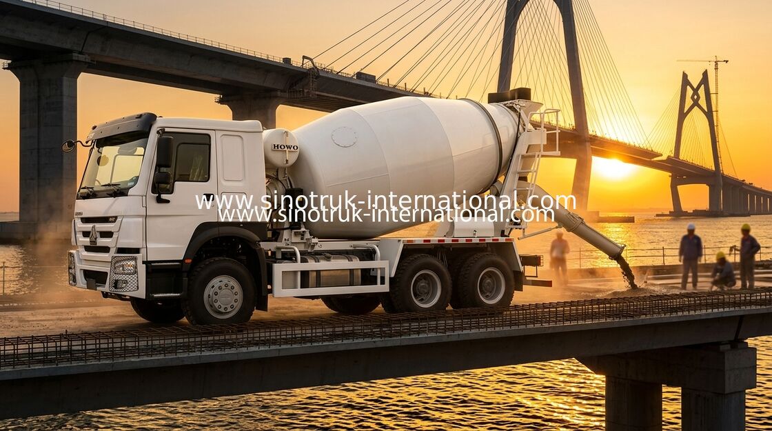 แรงม้าสูง 400HP การสิ้นเปลืองน้ำมันเชื้อเพลิงต่ำ HOWO Mixer Truck LHD 6 × 4 10wheels
